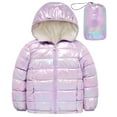 thumbnail image 1 of Aideaone Girls Puffer Jacket Packable Hooded Warmth Padded Winter Coat Metallic Shine Outerwear 10-12Years, 1 of 8