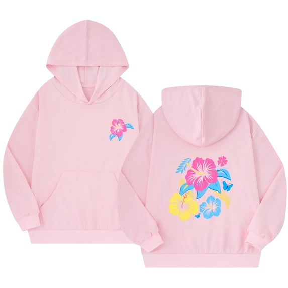 Aideaone Girls Graphic Hoodies Long Sleeve Pullover Sweatshirts with Pocket 7-14Y
