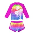 thumbnail image 1 of Aideaone Girls Rash Guard Swimsuit Long Sleeve Bathing Suit 2-Piece Set 3-10 Years, 1 of 7
