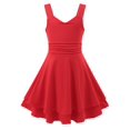 thumbnail image 1 of Aideaone Girls Sleeveless Square Neck Dress Ruched Waist A Line Church Party Style for Tweens Teens 7-16, 1 of 7