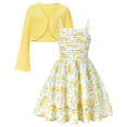 thumbnail image 1 of Aideaone Girls Summer Dress with Cardigan Floral Ruched Spaghetti Strap Layered Church Party Dress 7-14Y, 1 of 9