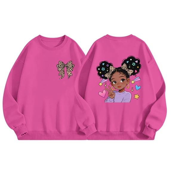 Aideaone Girls Sweatshirt Crewneck Long Sleeve Casual Graphic Pullover Tops for Kids 7-14 Years
