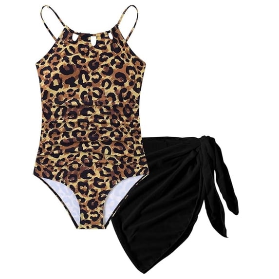 Aridak Girls Swimsiut One-Piece with Cover Up Adjustable Straps Cut Out Swimwear Beach Bathing Suit Size 8-16