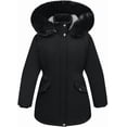 thumbnail image 1 of Aideaone Girls Winter Coats Heavyweight Kids Outerwear Warm Parka Puffer Jacket with Hood Black 5-12Y, 1 of 9