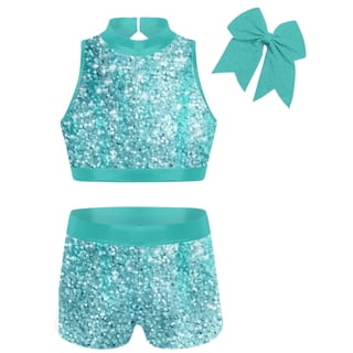 Aideaone Gymnastics Leotards for Girls with Shorts Sparkly Ballet Dance Unitards Biketards 5-10Y