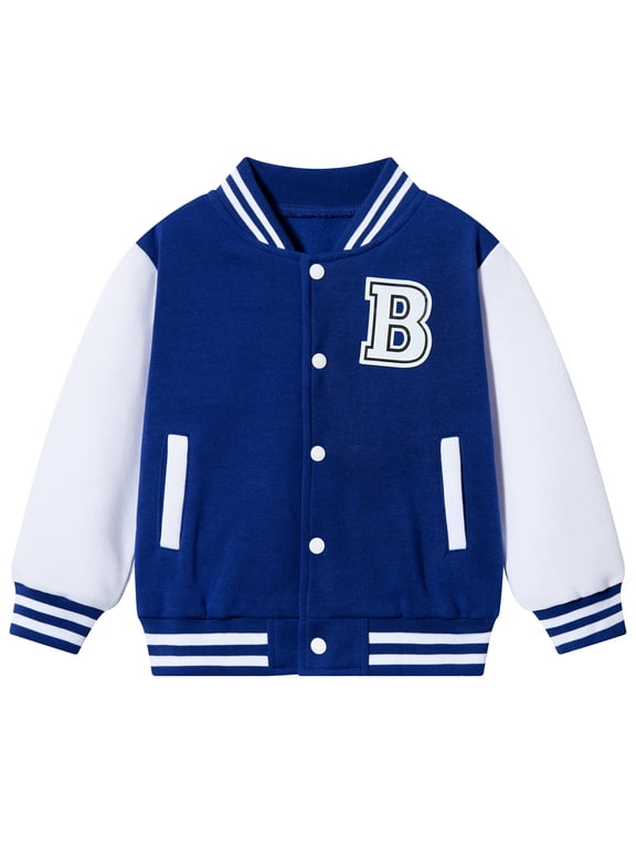 Kids Baseball Jackets Boys Button up Toddler School Varsity Uniform Casual Sport Coat for Toddler Boy 3-6T