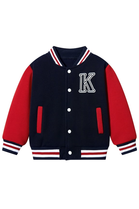 Kids Baseball Jackets Boys Button up Toddler School Varsity Uniform Casual Sport Coat for Toddler Boy 3-6T
