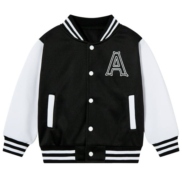 Aideaone Kids Baseball Jackets Boys Button up Toddler School Varsity Uniform Casual Sport Coat for Toddler Boy 3-6T