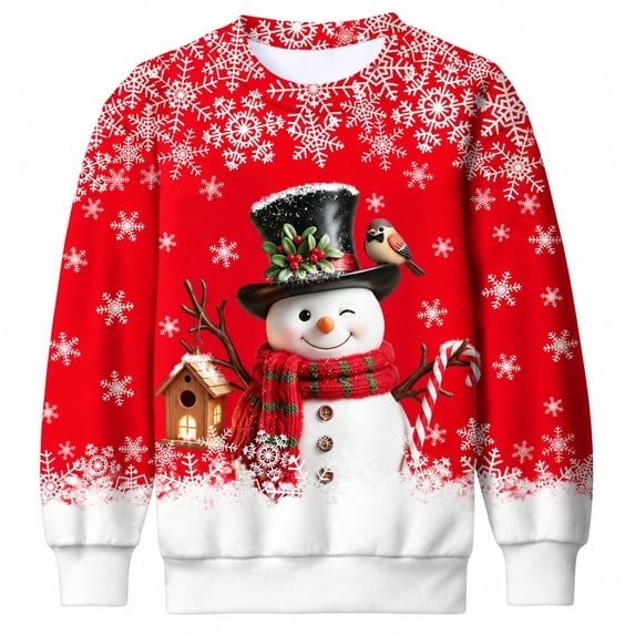 Aideaone Kids Ugly Christmas Sweatshirt 3D Print Crew Neck Holiday Pullover Boys Girls Xmas Top