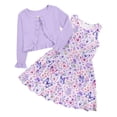 thumbnail image 1 of Aideaone Little Girls Sleeveless Dress with Ruffle Cardigan 2 Piece Set Butterfly Print 5 to 12, 1 of 5