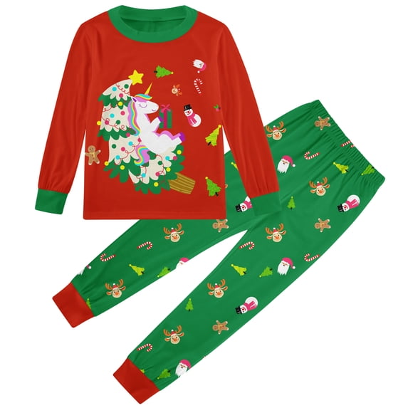 Aideaone Toddler Girls Christmas Pajama Set 2 Piece Long Sleeve Sleepwear 2 to 8 Years