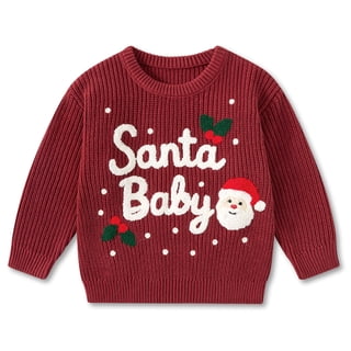 Aideaone Toddler Baby Boy Girl Christmas Sweater Knit Pullover Sweatshirt Warm Crewneck Long Sleeve Tops for Infant 9M-4T