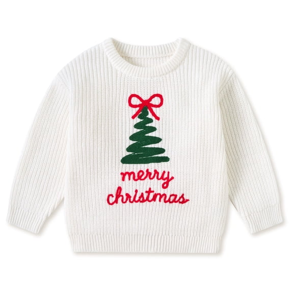 Aideaone Toddler Baby Boy Girl Christmas Sweater Knit Pullover Sweatshirt Warm Crewneck Long Sleeve Tops for Infant 9M-4T