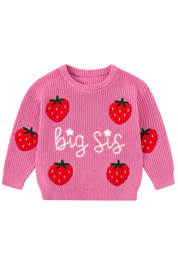 Toddler Baby Girl Knit Sweater Big Sister Little Sister Matching Outfits Long Sleeve Pullover Sweatshirt for Infant 12M-4T