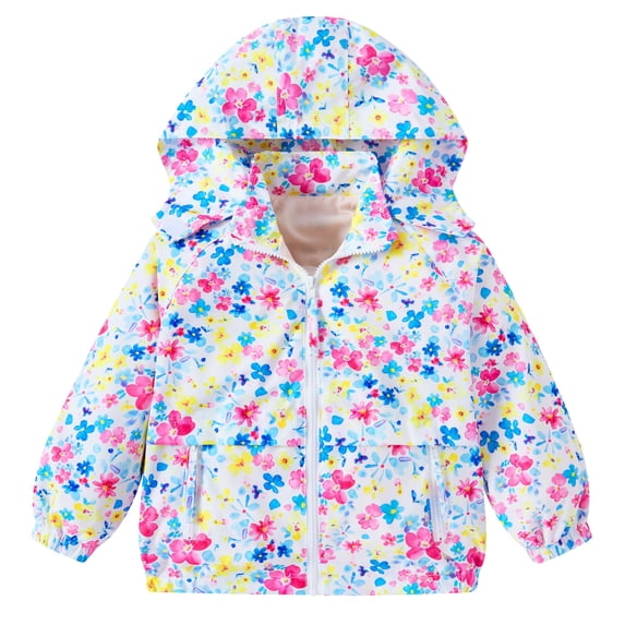 Aideaone Toddler Boys Girls Rain Jackets Waterproof Hooded Lightweight Kids Raincoats Windbreakers 2-8T