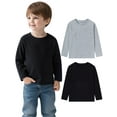 thumbnail image 1 of Aideaone Toddler Boys Long Sleeve Shirts Kids Basic Cotton T-Shirts 2PC Crewneck Tees for Boys 2-7T, 1 of 6