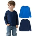 thumbnail image 1 of Aideaone Toddler Boys Long Sleeve Shirts Kids Basic Cotton T-Shirts 2PC Crewneck Tees for Boys 2-7T, 1 of 6