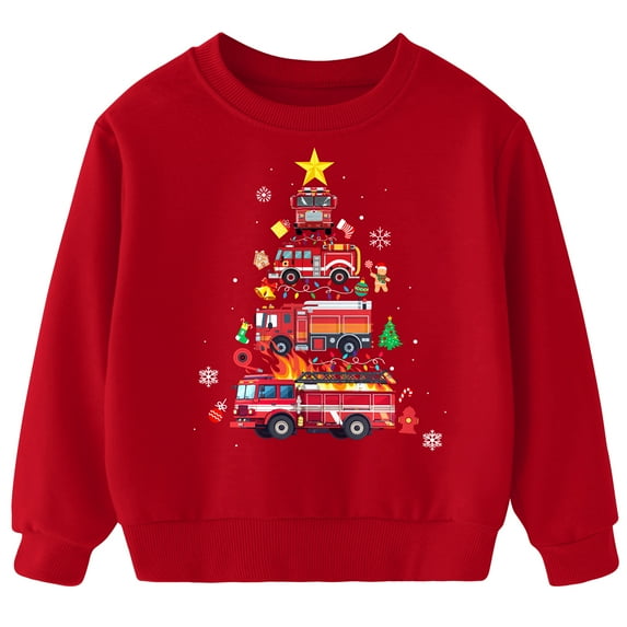 Aideaone Toddler Boys Sweatshirt Long Sleeve Boys Tractor/Truck Printed Sweatshirt Kids Crewneck Pullover Tops 3-6T