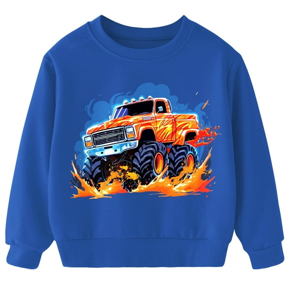 Aideaone Toddler Boys Sweatshirt Long Sleeve Boys Tractor/Truck Printed Sweatshirt Kids Crewneck Pullover Tops 3-6T