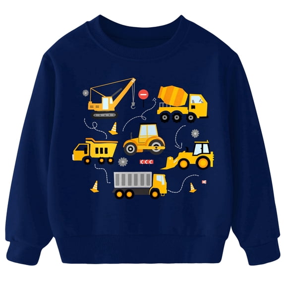 Aideaone Toddler Boys Sweatshirt Long Sleeve Boys Tractor/Truck Printed Sweatshirt Kids Crewneck Pullover Tops 3-6T