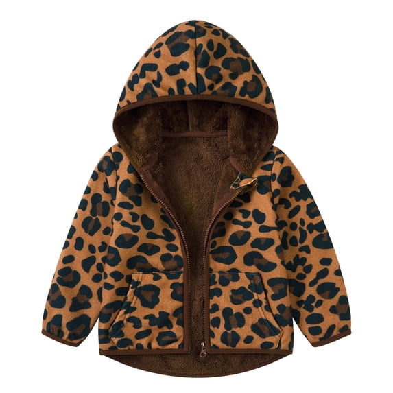 Aideaone Toddler Fleece Jacket Zip up Baby Boys Girls Hooded Winter Coat Long Sleeve Kids Thick Warm Outerwear