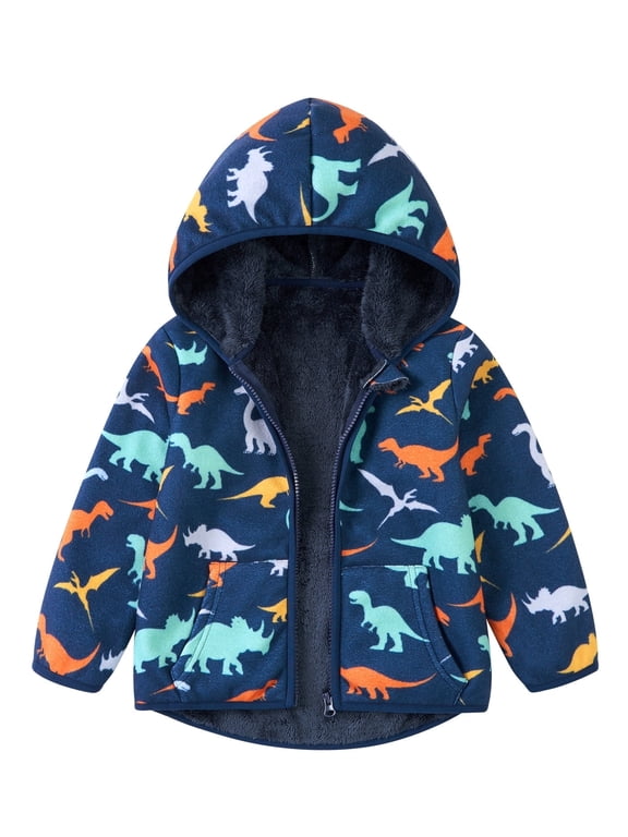 Toddler Fleece Jacket Zip up Baby Boys Girls Hooded Winter Coat Long Sleeve Kids Thick Warm Outerwear