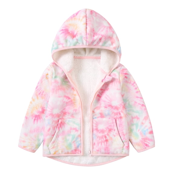 Aideaone Toddler Fleece Jacket Zip up Baby Boys Girls Hooded Winter Coat Long Sleeve Kids Thick Warm Outerwear