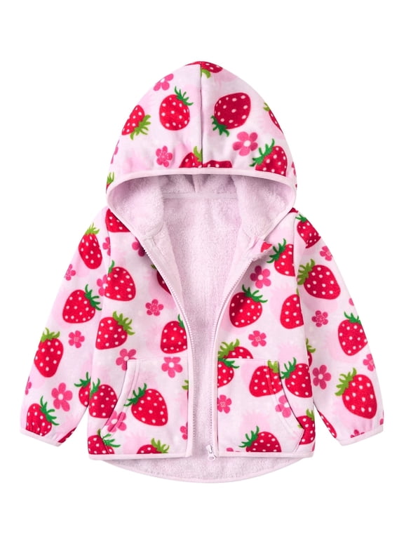 Toddler Fleece Jacket Zip up Baby Boys Girls Hooded Winter Coat Long Sleeve Kids Thick Warm Outerwear