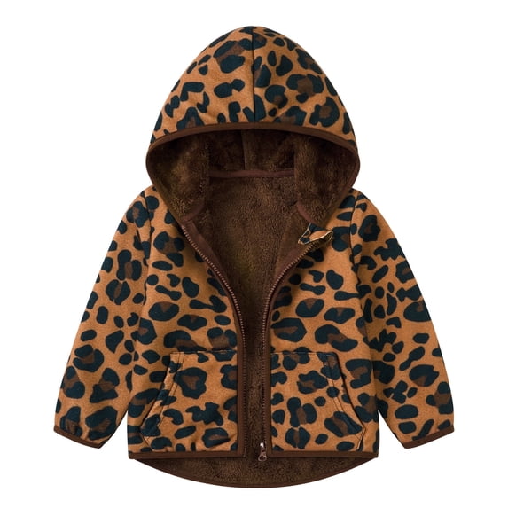 Aideaone Toddler Fleece Jacket Zip up Baby Boys Girls Hooded Winter Coat Long Sleeve Kids Thick Warm Outerwear