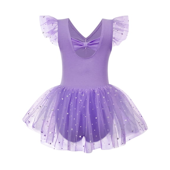 Aideaone Girls Ballet Leotards Toddler Ruffle Sleeve Dance Leotard with Tutu Skirt Kids Gymnastics Dancewear for Little Girls 2-9Y