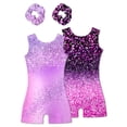 thumbnail image 1 of Aideaone Girls 2 Pack Gymnastics Leotards with Matching Scrunchies Sparkly Biketards 4-10Y, 1 of 8