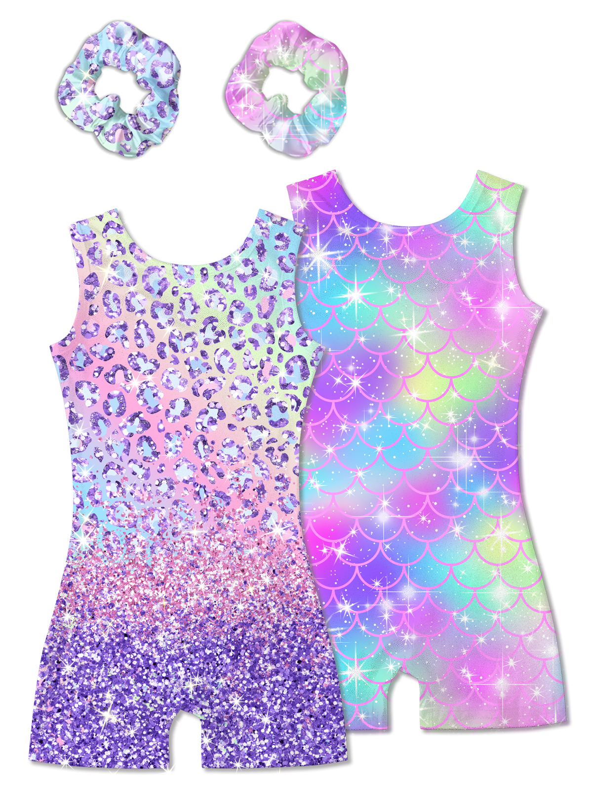 Aideaone Nbsp 2 Pack Gymnastics Leotards For Girls With Matching Scrunchies Sparkly Biketards For Tumbling And Dance Outfit Set 4 10Y: What Shoppers Should Know