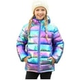 thumbnail image 1 of Aideaone Girls Puffer Jacket Packable Lightweight Down-Alternative Hooded Winter Coat Shiny Outerwear for Kids 4-12Years, 1 of 9