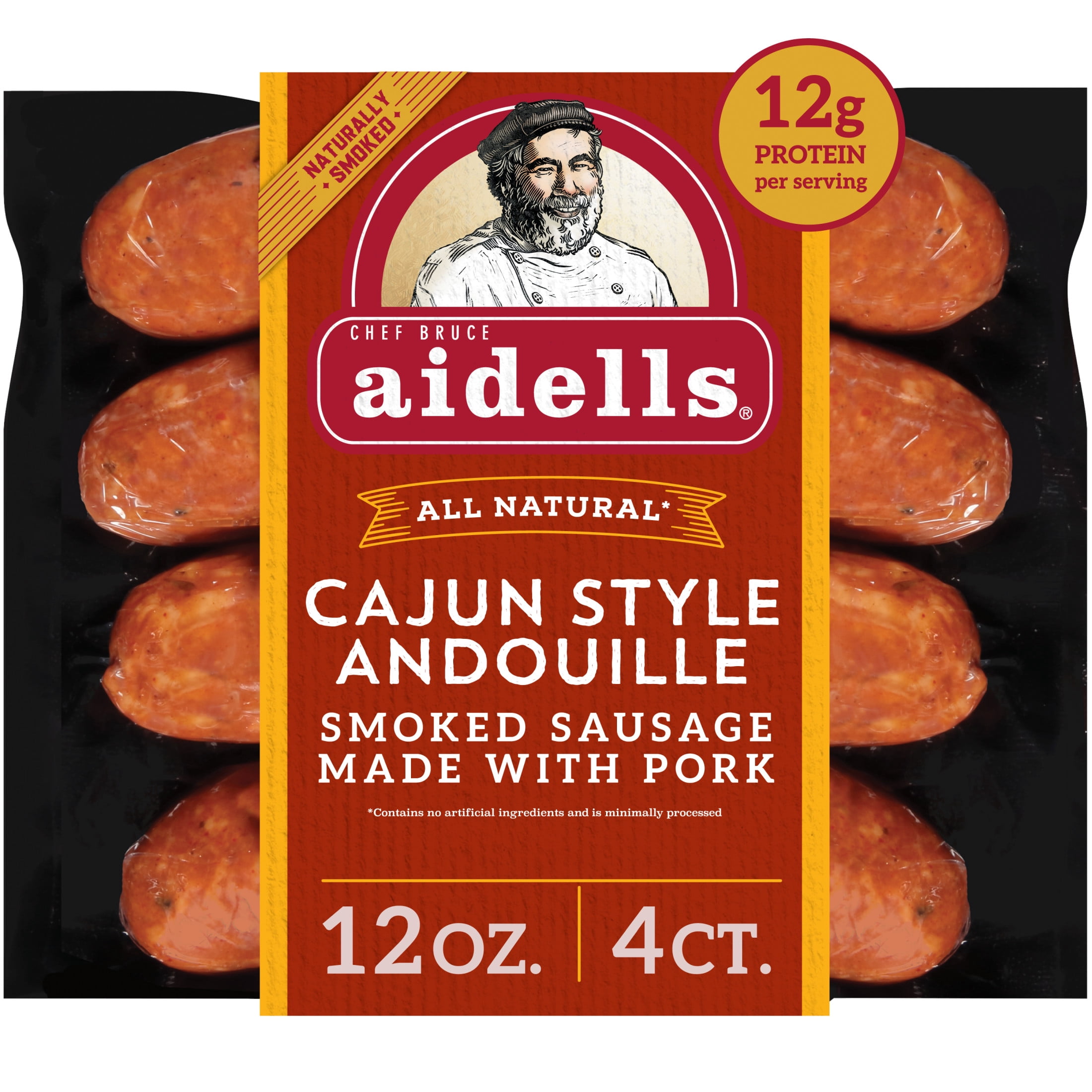 Aidells All Natural Cajun Style Andouille Smoked Pork Sausage Links, 12, oz, 4 Count
