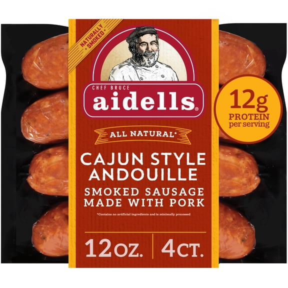 Aidells All Natural Cajun Style Andouille Smoked Pork Sausage Links, 12, oz, 4 Count