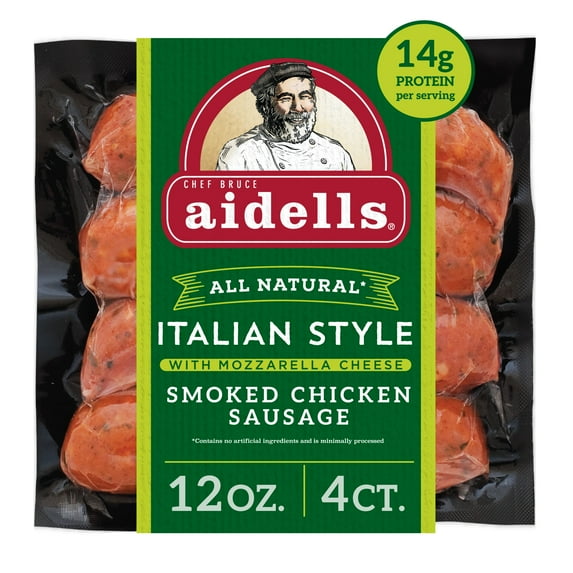 Aidells Italian Style Smoked with Mozzarella Cheese Chicken Sausage Links, 12 oz, 4 Count