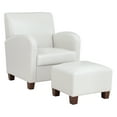 thumbnail image 1 of Aiden Chair & Ottoman Cream Faux Leather with Medium Espresso Legs, 1 of 9