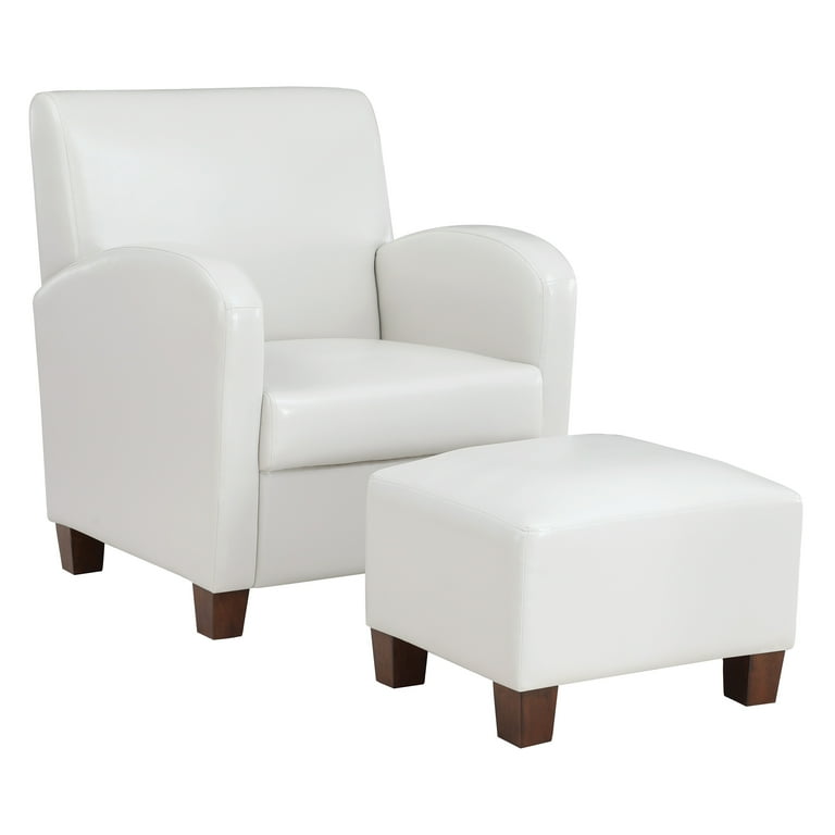 Aiden Chair Ottoman Cream Faux Leather with Medium Espresso Legs