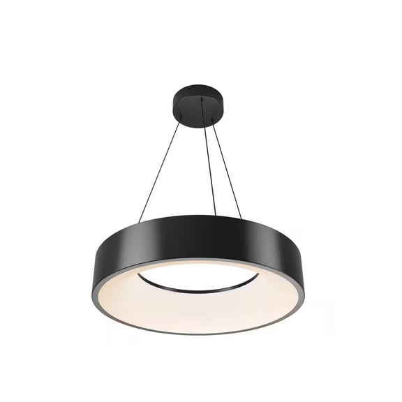 Aiden Drum 31-Watt 1 Light Black Modern 5 CCT Integrated LED Pendant Light Fixture for Dining Room or Kitchen