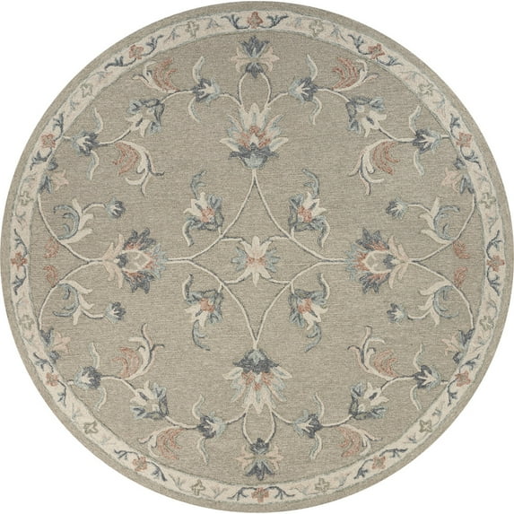 LR Home Aiden 7'3" Round Tan/Cream Floral Bloom Area Rug