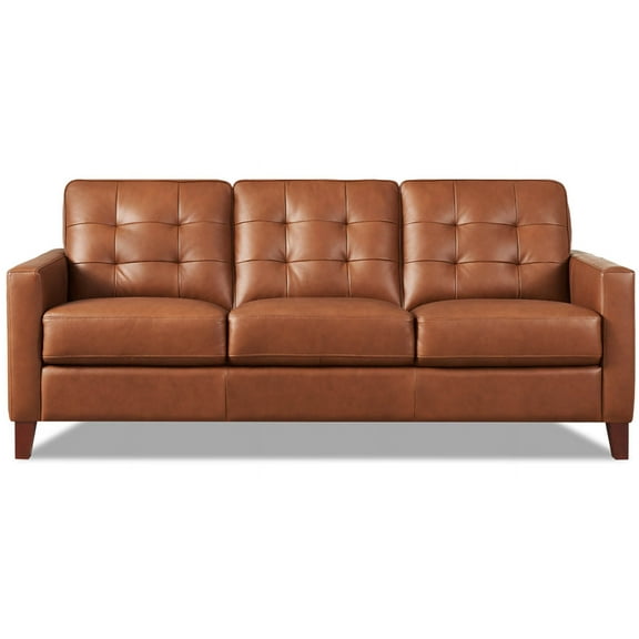 Hydeline Aiden Top Grain Leather Sofa 3-Seater Nutmeg Brown with Tapered Legs Memory Foam and Springs Seating