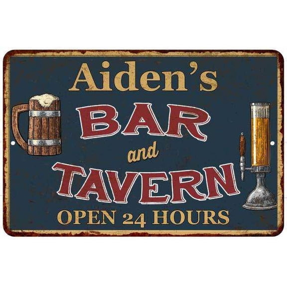 Aiden's Green Bar & Tavern Rustic Sign 8 x 12 High Gloss Metal 208120047251