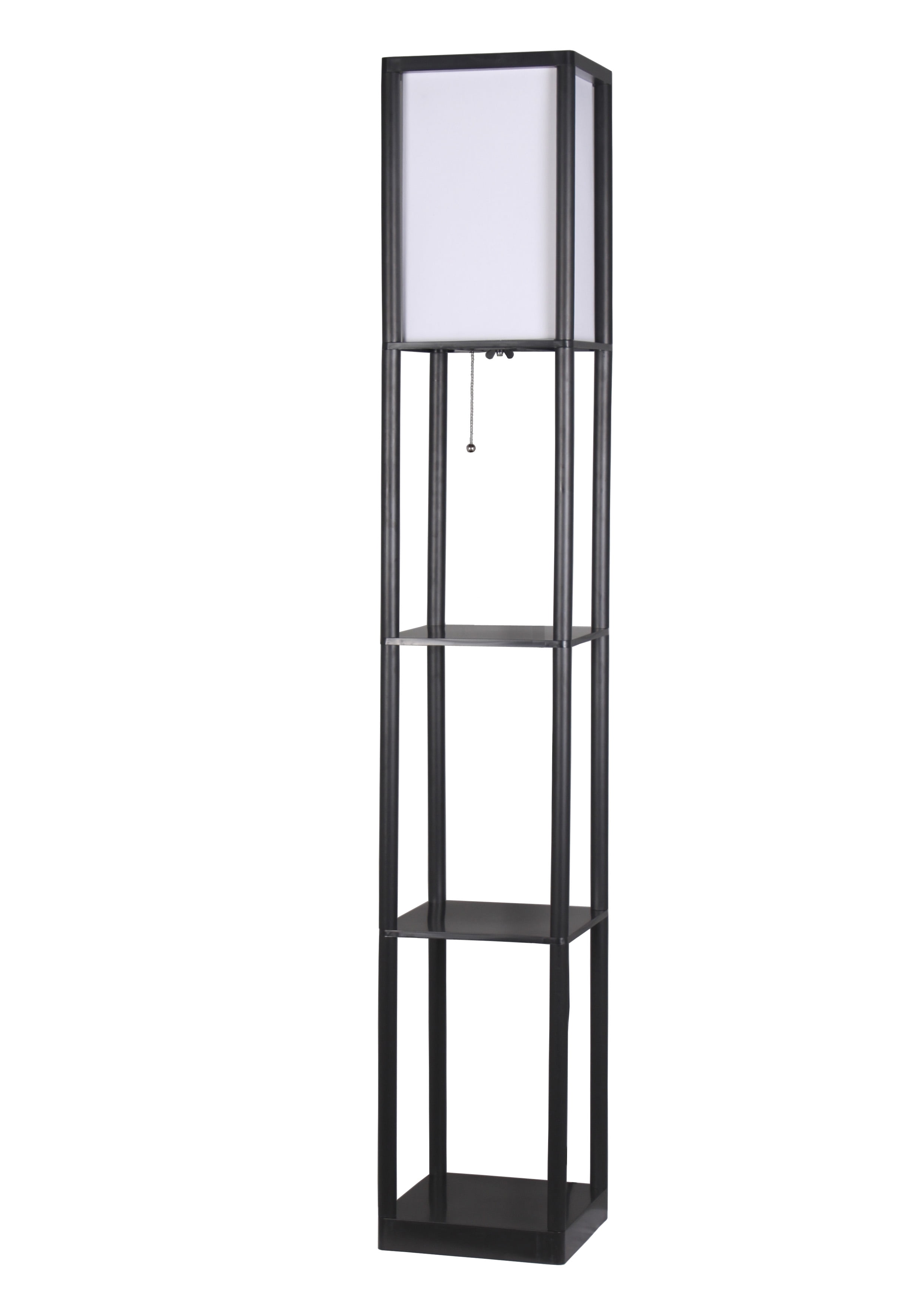 AidenX Mainstays 62” Modern Shelf Floor Lamp with White Fabric Shade