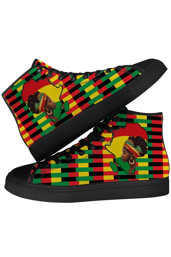 African High Top Canvas Sneakers Womens High Top Shoes Size 5