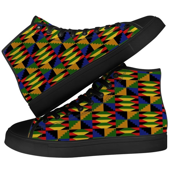 Aidianart African Kente High Top Canvas Sneakers Womens High Top Shoes Size 5.5