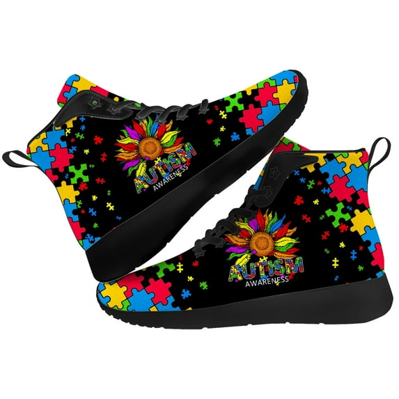 Aidianart Autism Awareness High Top Shoes Womens High Top Sneakers Size 15.5