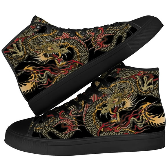 Aidianart Dragon High Top Canvas Sneakers Mens High Top Shoes Size 9.5