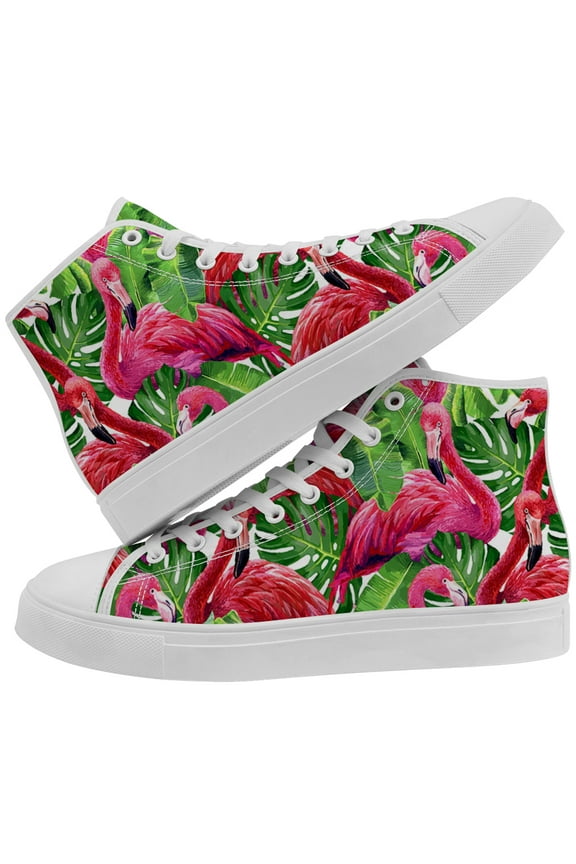 Flamingo High Top Canvas Sneakers Womens High Top Shoes Size 7