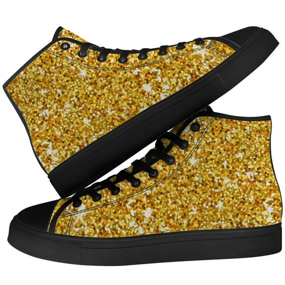 Aidianart Glitter Print High Top Canvas Sneakers Womens High Top Shoes Size 5