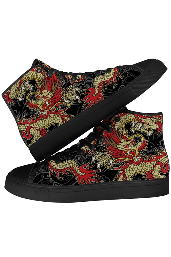 Mens Dragon High Top Canvas Sneakers High Top Shoes Size 3.5